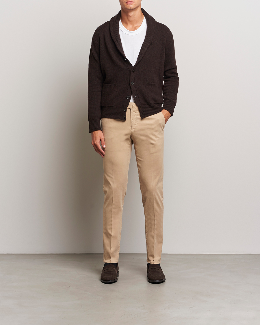 Homme | Pantalons | PT01 | Slim Fit Pleated Cotton Trousers Beige