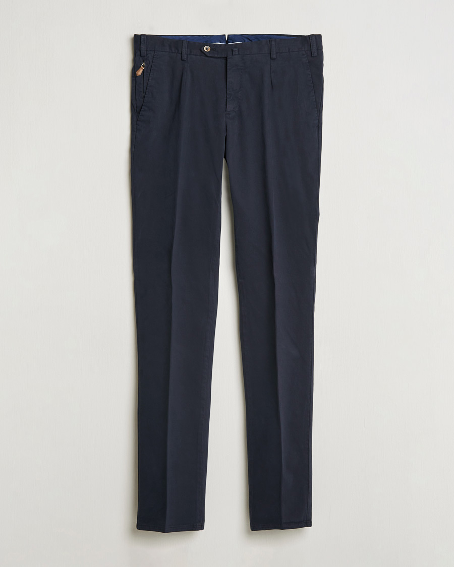 Homme | Pantalons | PT01 | Slim Fit Pleated Cotton Trousers Navy