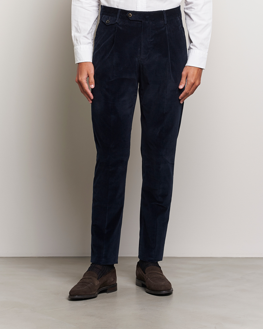 Homme | Pantalons | PT01 | Slim Fit Corduroy Trousers Navy