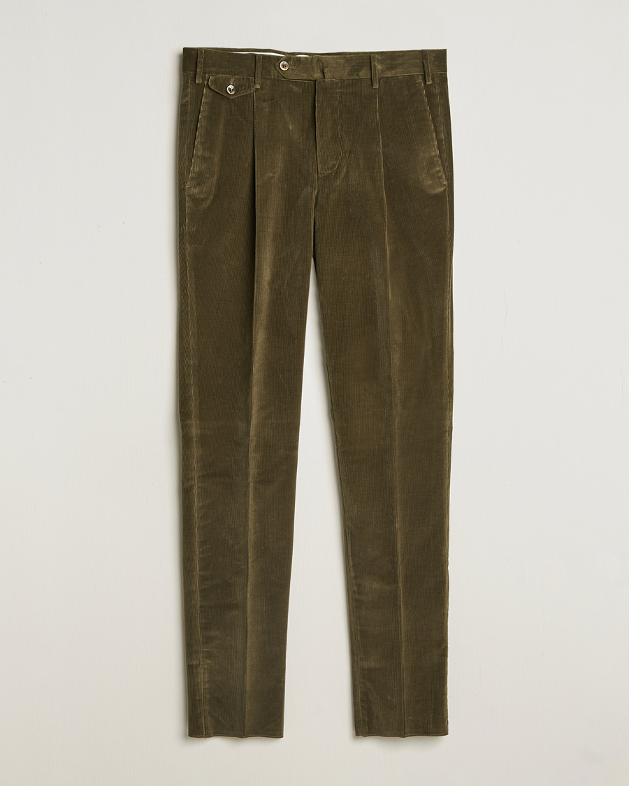 Homme | Pantalons | PT01 | Slim Fit Corduroy Trousers Dark Green