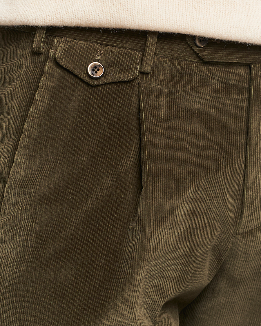 Homme | Pantalons | PT01 | Slim Fit Corduroy Trousers Dark Green