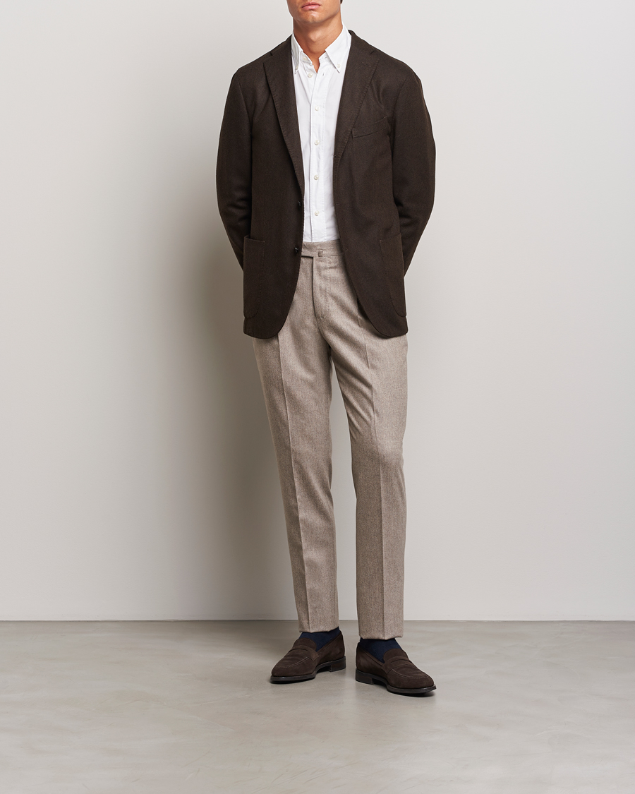 Homme | Pantalons | PT01 | Slim Fit Pleated Wool/Cashmere Trousers Beige