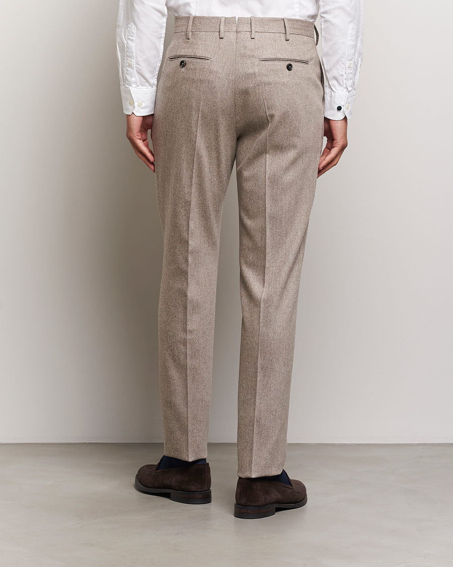 Homme | Pantalons | PT01 | Slim Fit Pleated Wool/Cashmere Trousers Beige