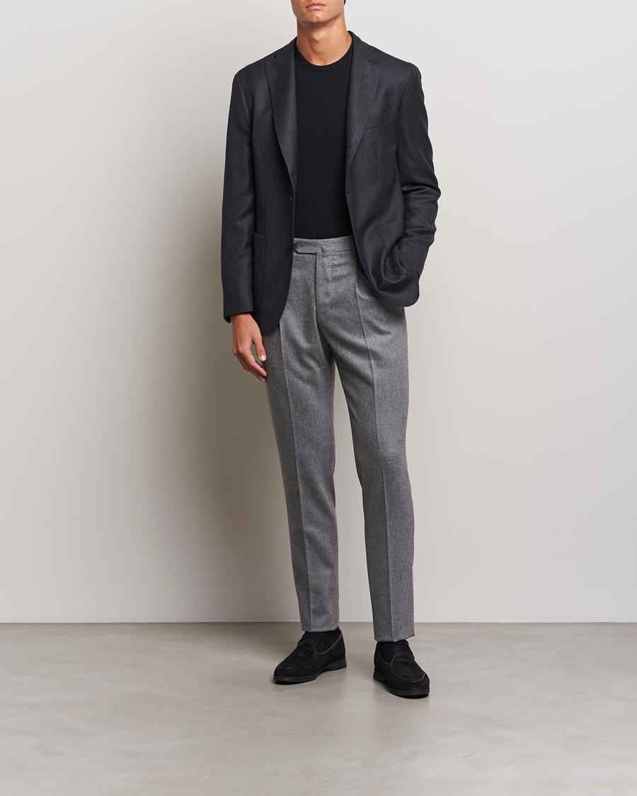 Homme | Pantalons | PT01 | Slim Fit Pleated Wool/Cashmere Trousers Grey Melange