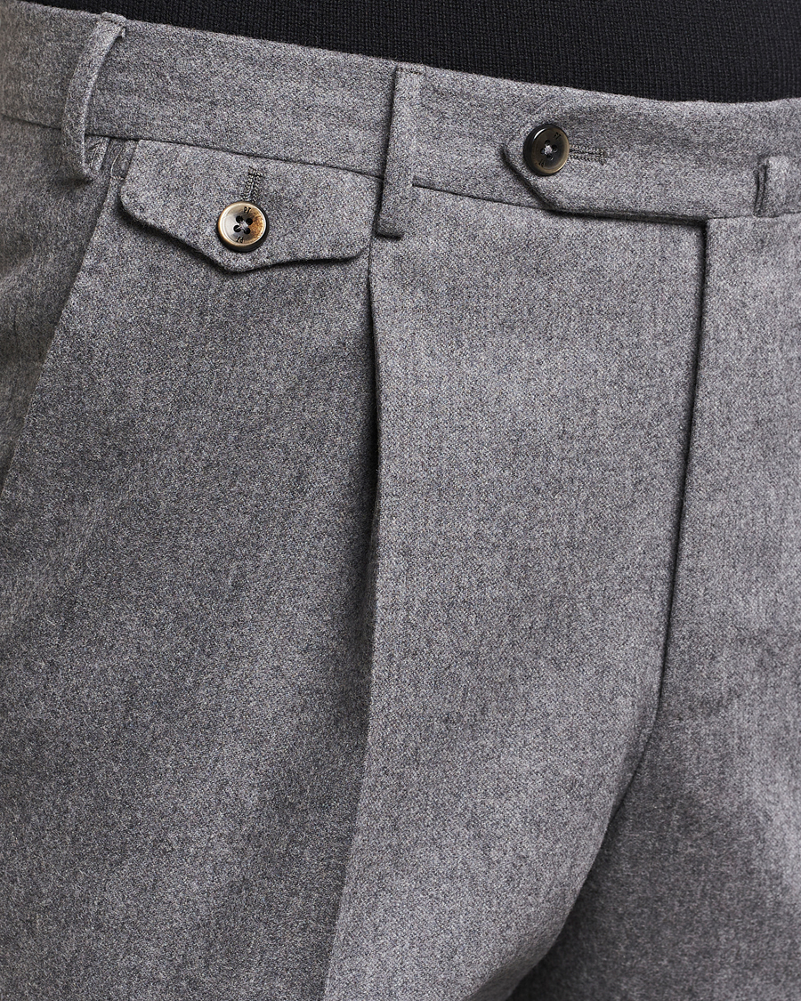 Homme | Pantalons | PT01 | Slim Fit Pleated Wool/Cashmere Trousers Grey Melange