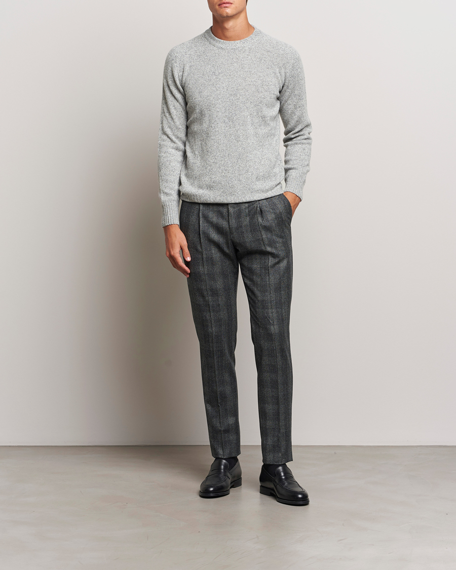 Homme | Pantalons | PT01 | Slim Fit Pleated Checked Flannel Trousers Grey