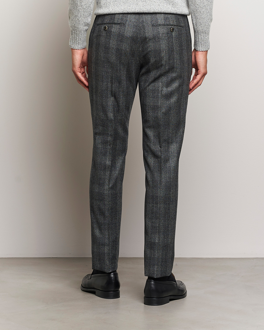 Homme | Pantalons | PT01 | Slim Fit Pleated Checked Flannel Trousers Grey