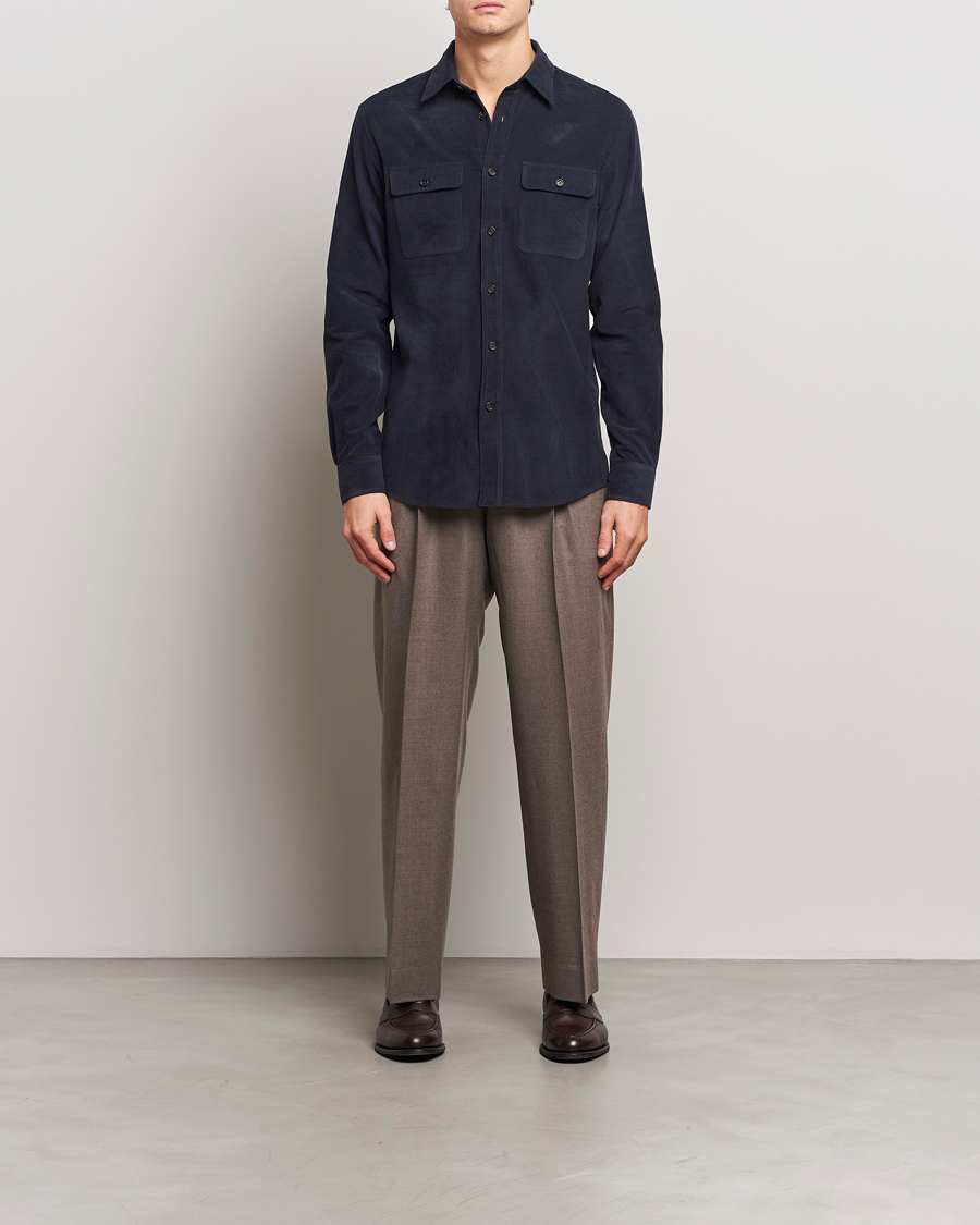 Homme | Chemises | Ralph Lauren Purple Label | Cotton/Cashmere Corduroy Overshirt Navy
