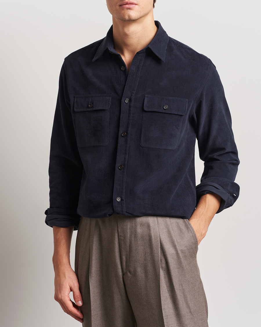 Homme | Chemises | Ralph Lauren Purple Label | Cotton/Cashmere Corduroy Overshirt Navy