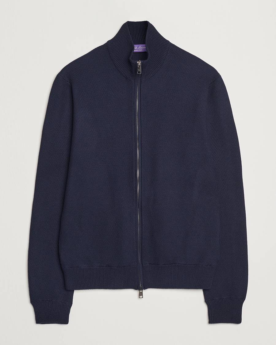 Homme | Pulls Et Tricots | Ralph Lauren Purple Label | Cotton/Silk Full Zip Sweater Navy