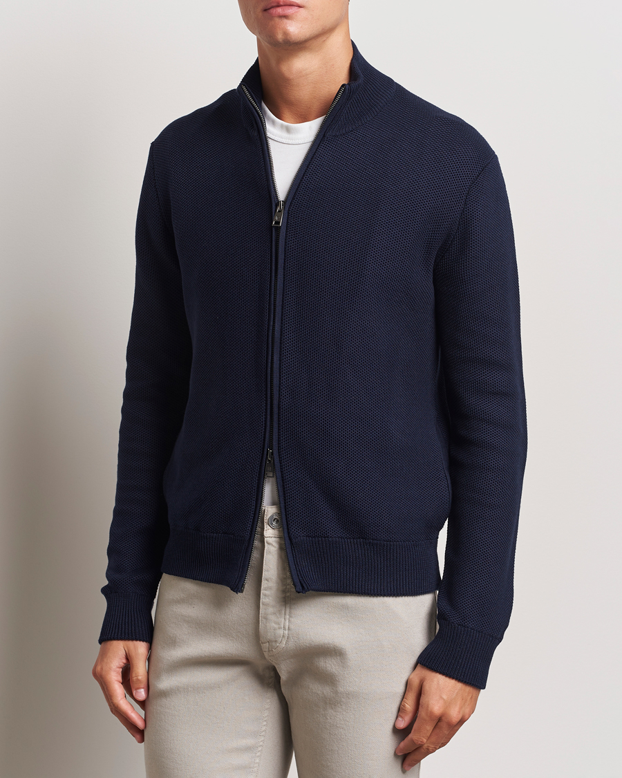 Homme | Pulls Et Tricots | Ralph Lauren Purple Label | Cotton/Silk Full Zip Sweater Navy