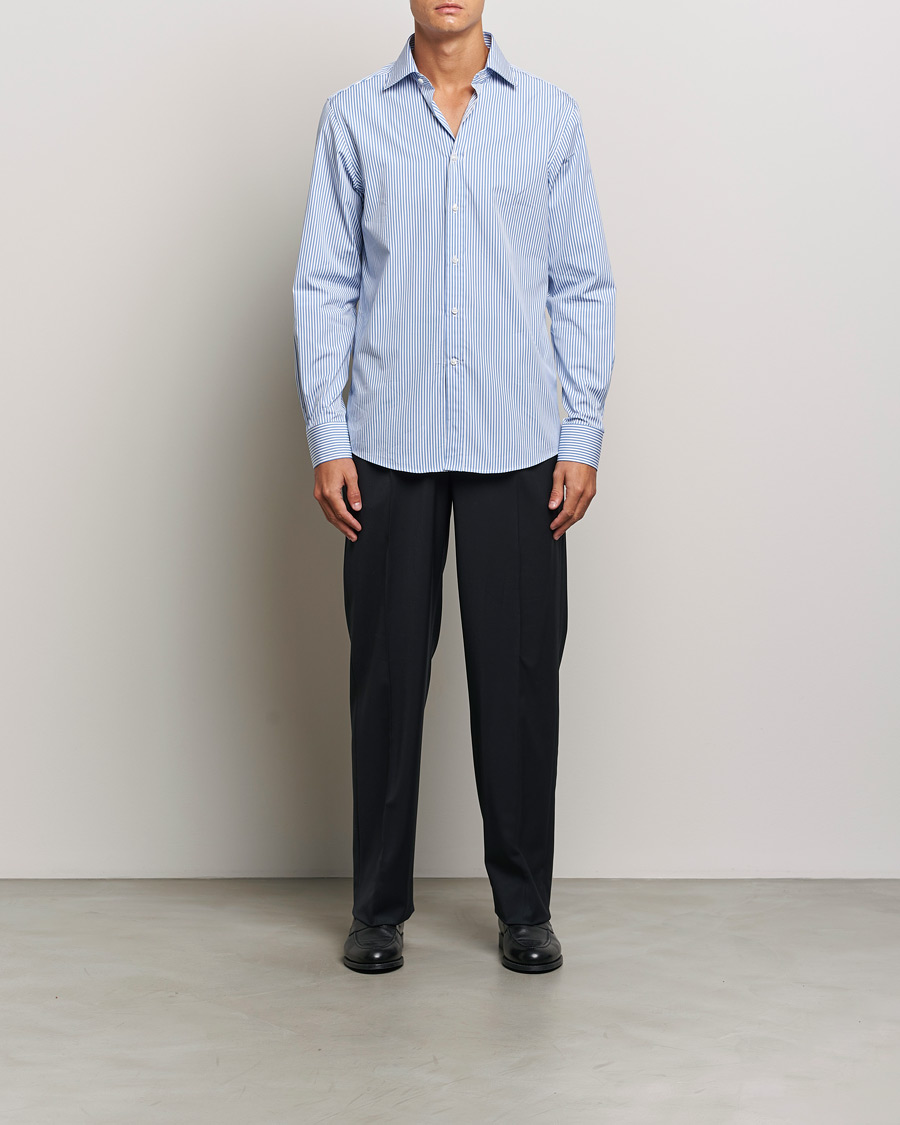 Homme | Chemises | Ralph Lauren Purple Label | Pop Stripe Cotton Shirt Light Blue