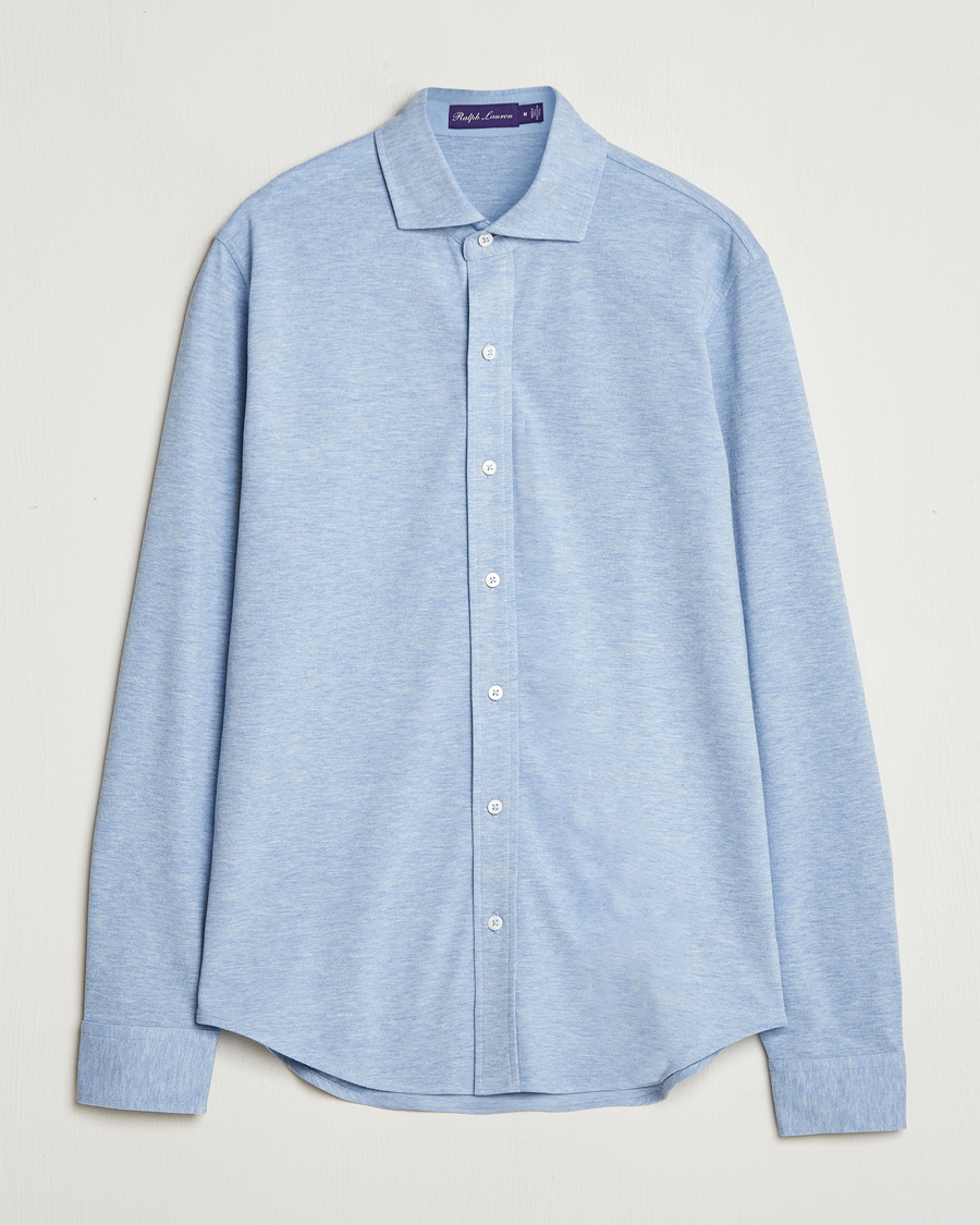 Homme | Chemises | Ralph Lauren Purple Label | Cotton Piquet Shirt Light Blue