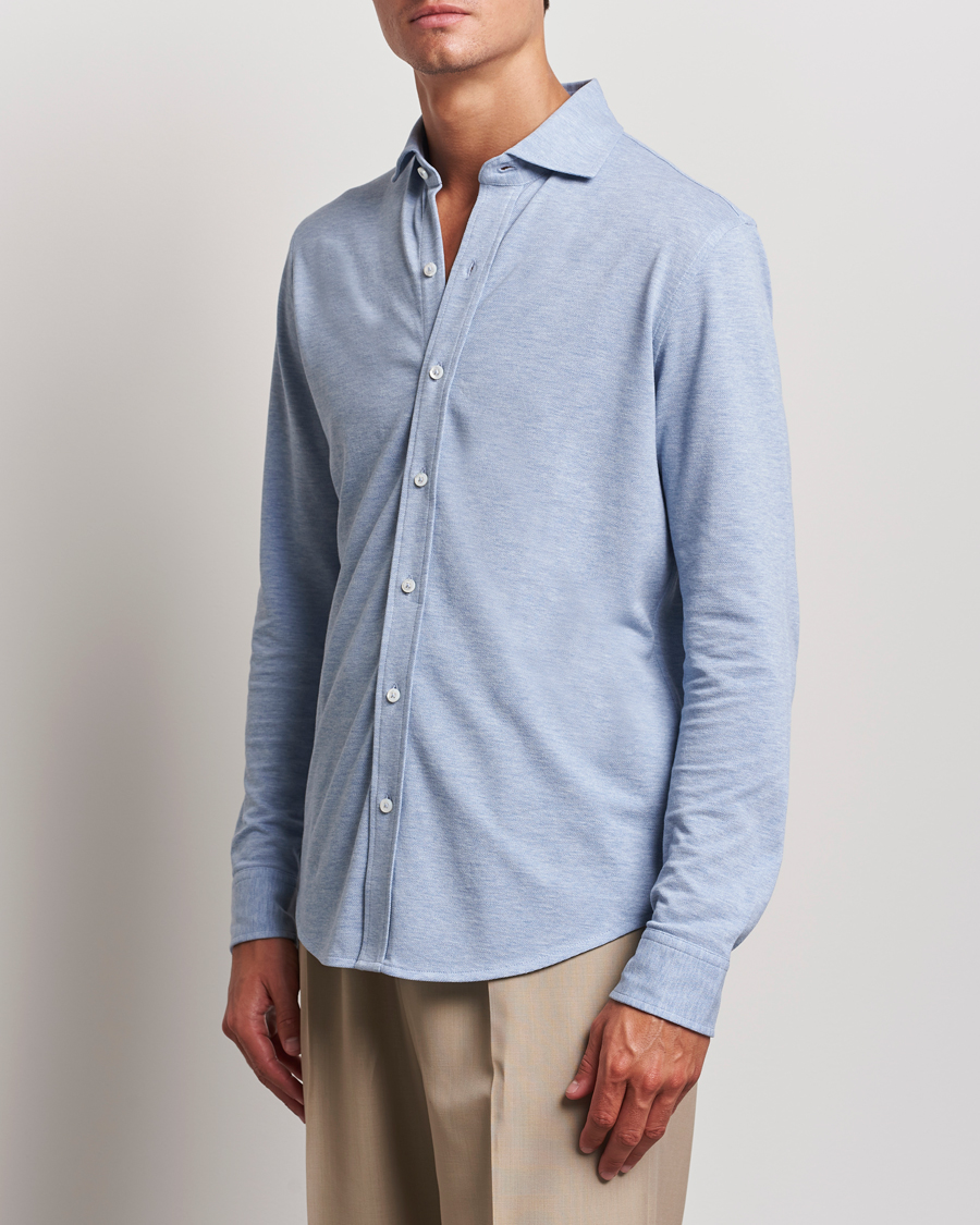 Homme | Chemises | Ralph Lauren Purple Label | Cotton Piquet Shirt Light Blue