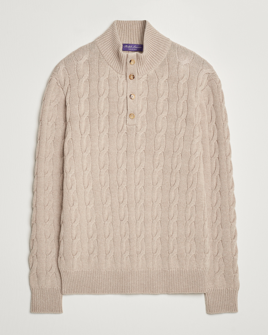 Homme | Pulls Et Tricots | Ralph Lauren Purple Label | Cashmere Cable Half Zip Beige