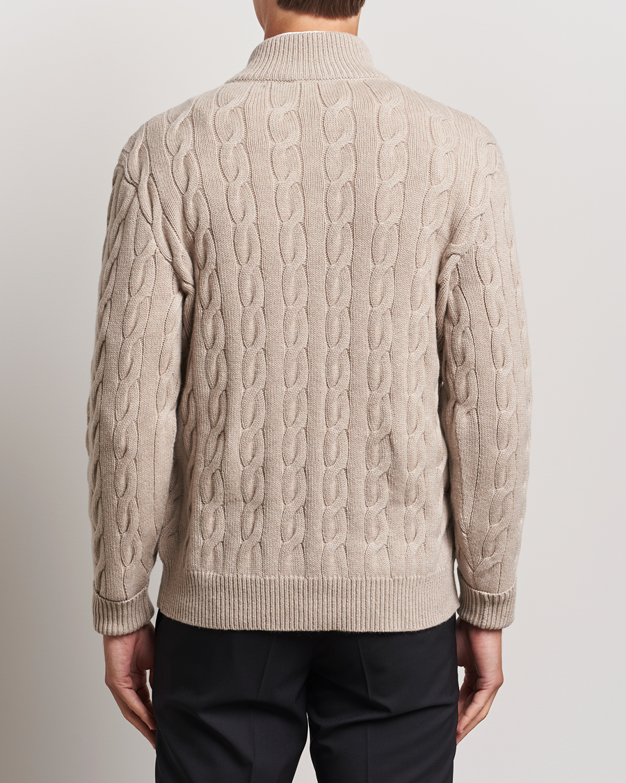 Homme | Pulls Et Tricots | Ralph Lauren Purple Label | Cashmere Cable Half Zip Beige