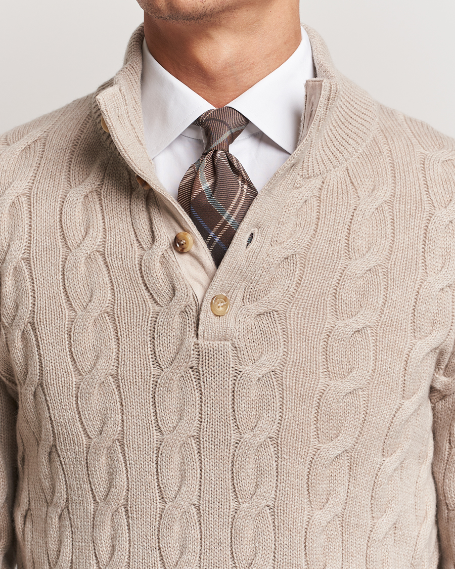 Homme | Pulls Et Tricots | Ralph Lauren Purple Label | Cashmere Cable Half Zip Beige