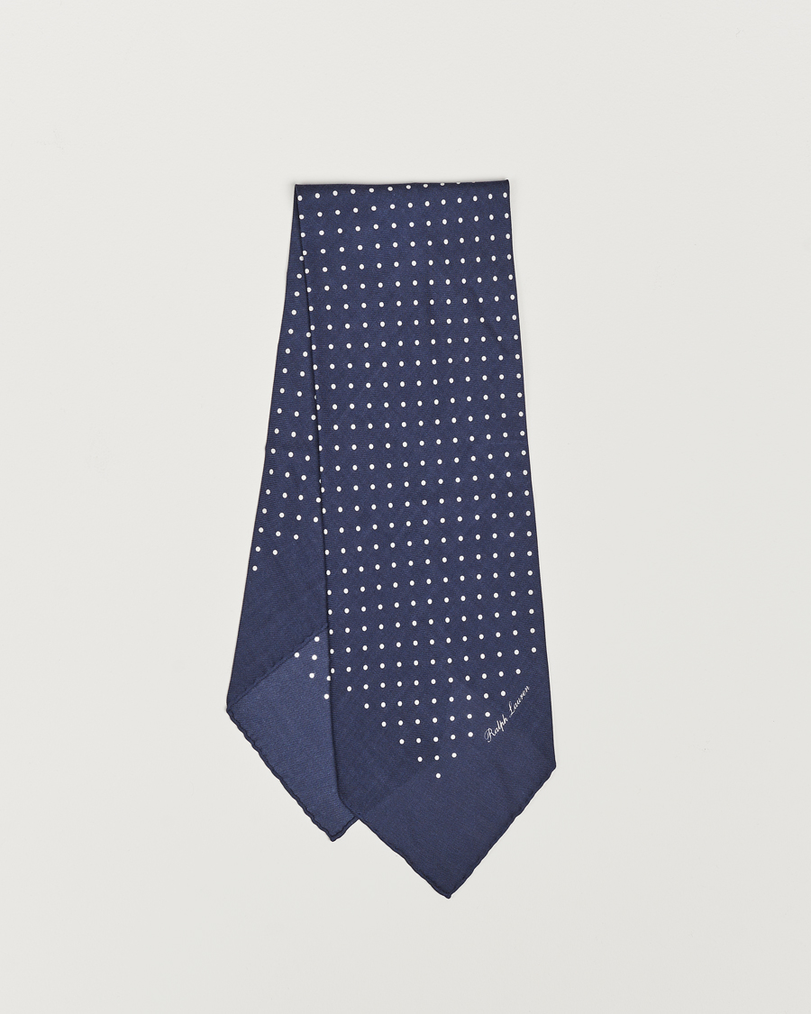 Homme | Ralph Lauren Purple Label Printed Cashmere Scarf Navy Dot | Ralph Lauren Purple Label | Printed Cashmere Scarf Navy Dot