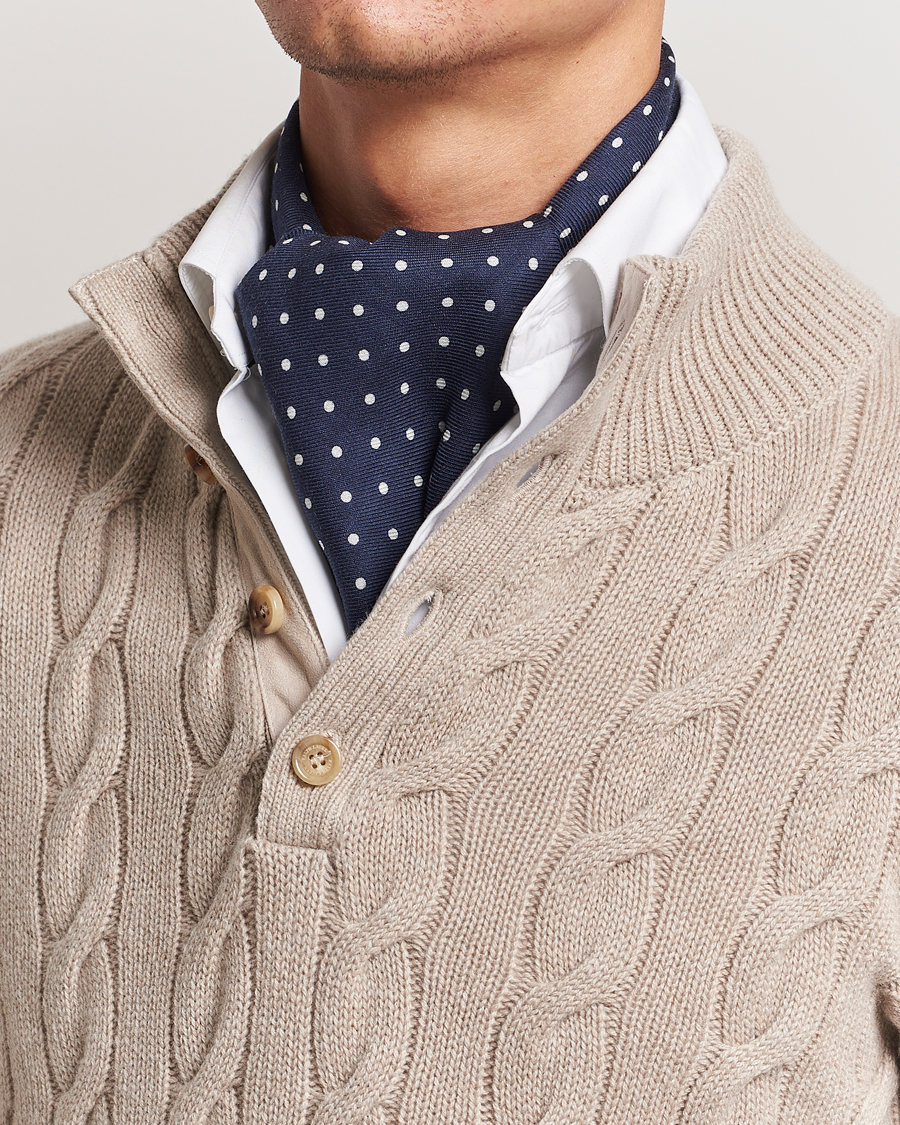 Homme | Ralph Lauren Purple Label Printed Cashmere Scarf Navy Dot | Ralph Lauren Purple Label | Printed Cashmere Scarf Navy Dot