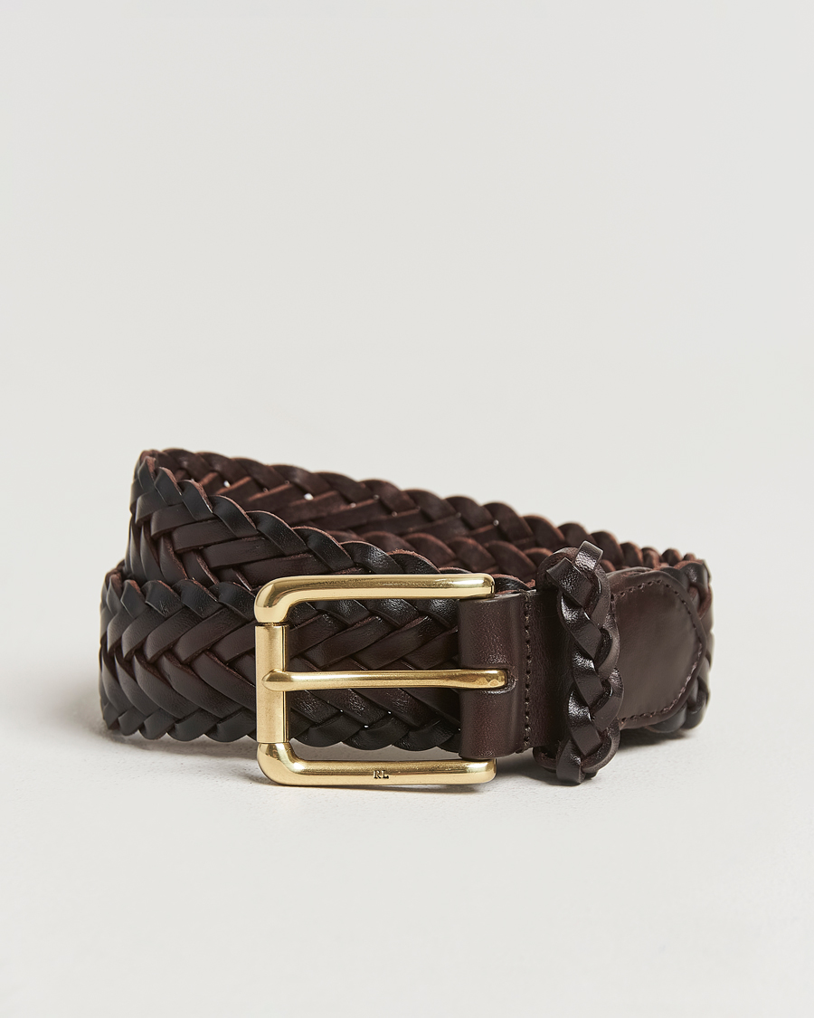 Homme | Ralph Lauren Purple Label Braided Leather Belt Dark Brown Calf | Ralph Lauren Purple Label | Braided Leather Belt Dark Brown Calf