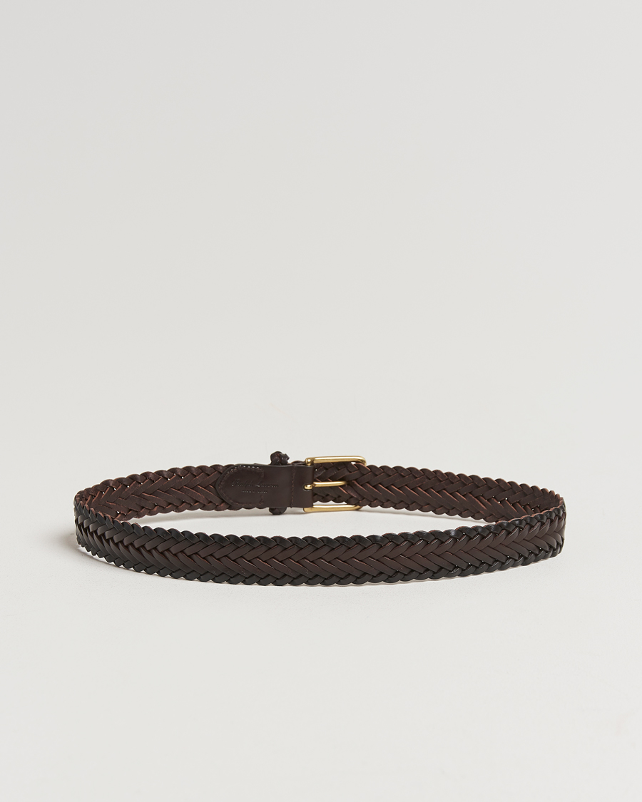 Homme | Ralph Lauren Purple Label Braided Leather Belt Dark Brown Calf | Ralph Lauren Purple Label | Braided Leather Belt Dark Brown Calf