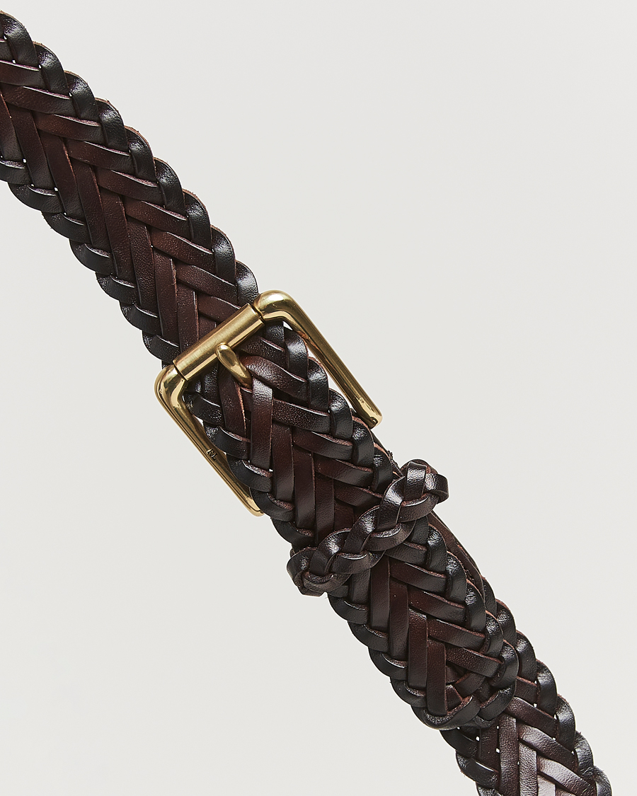 Homme | Ralph Lauren Purple Label Braided Leather Belt Dark Brown Calf | Ralph Lauren Purple Label | Braided Leather Belt Dark Brown Calf