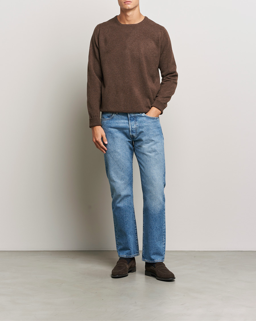 Homme | Pulls Et Tricots | William Lockie | Rob Lambswool Crewneck Mocha