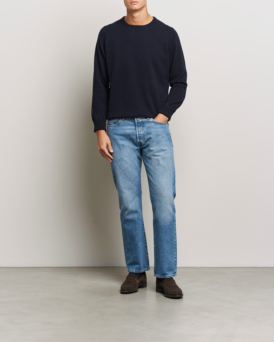 Homme | Pulls Et Tricots | William Lockie | Rob Lambswool Crewneck Navy