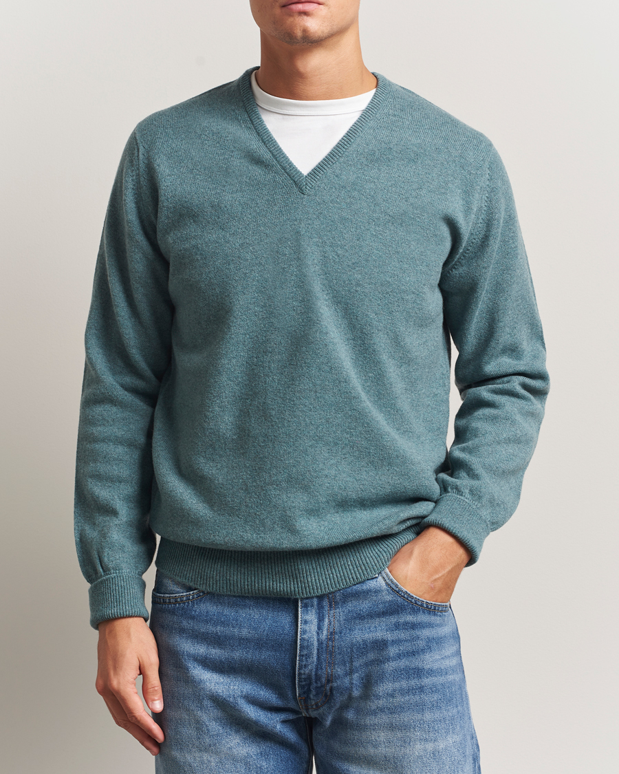 Homme | Pulls Et Tricots | William Lockie | Rob Lambswool V-Neck Caspian