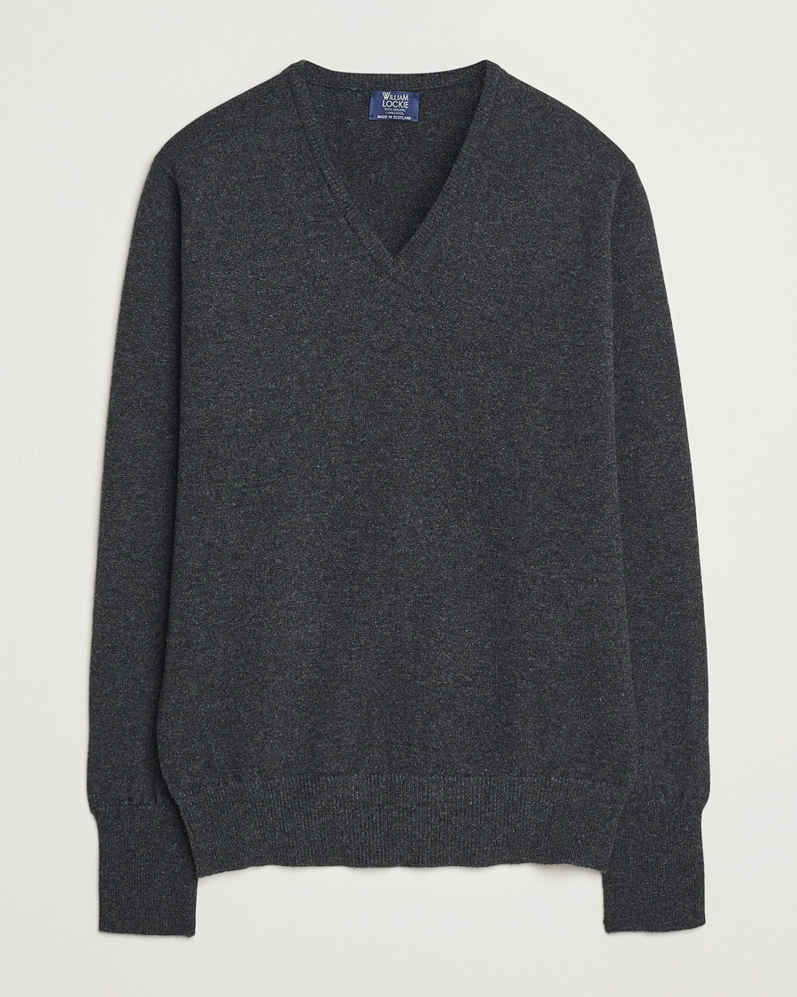 Homme | Pulls Et Tricots | William Lockie | Rob Lambswool V-Neck Charcoal
