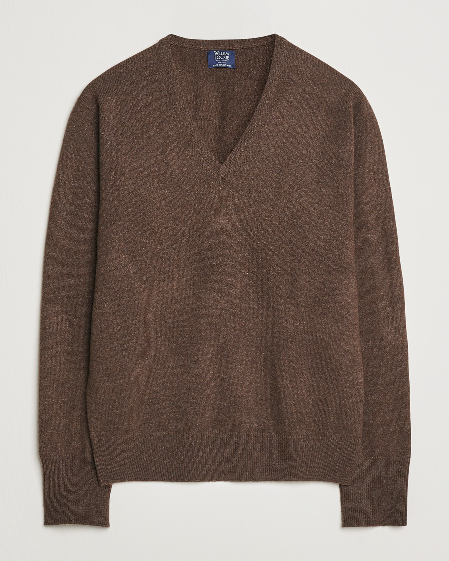 Homme | Pulls Et Tricots | William Lockie | Rob Lambswool V-Neck Mocha