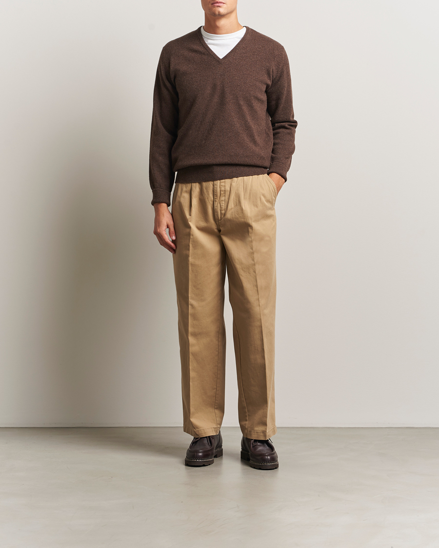Homme | Pulls Et Tricots | William Lockie | Rob Lambswool V-Neck Mocha