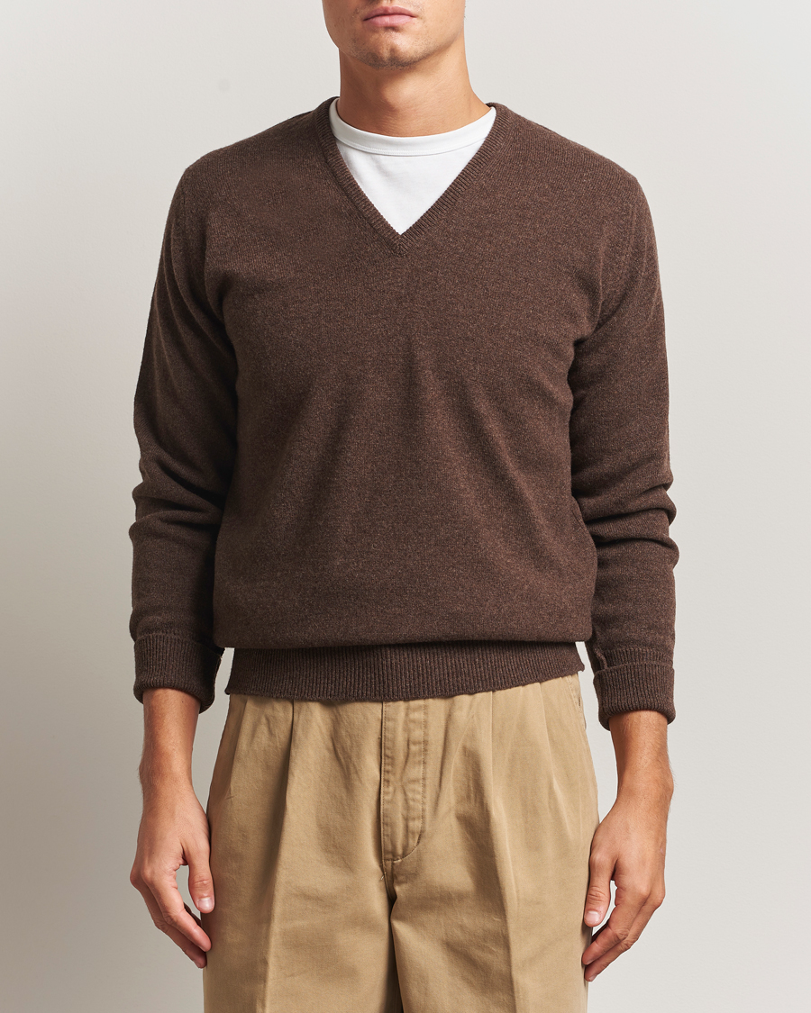 Homme | Pulls Et Tricots | William Lockie | Rob Lambswool V-Neck Mocha