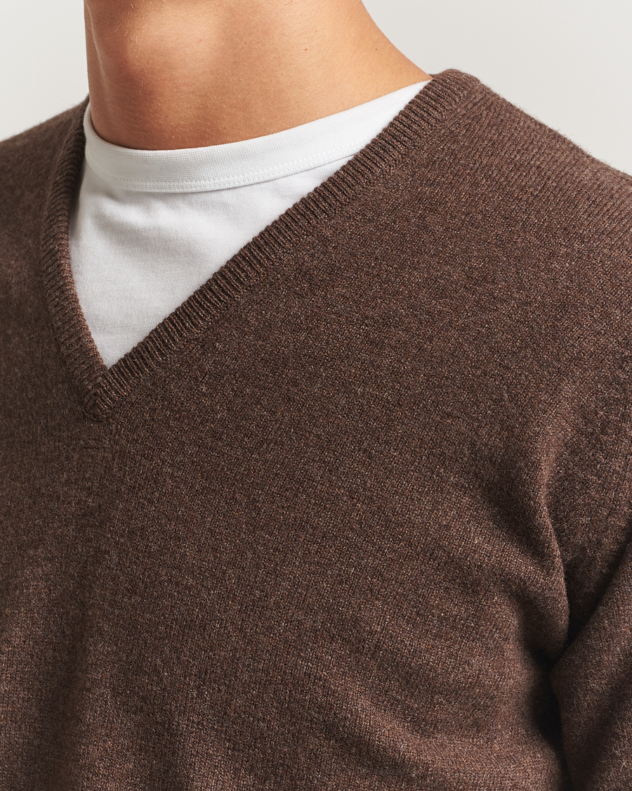 Homme | Pulls Et Tricots | William Lockie | Rob Lambswool V-Neck Mocha