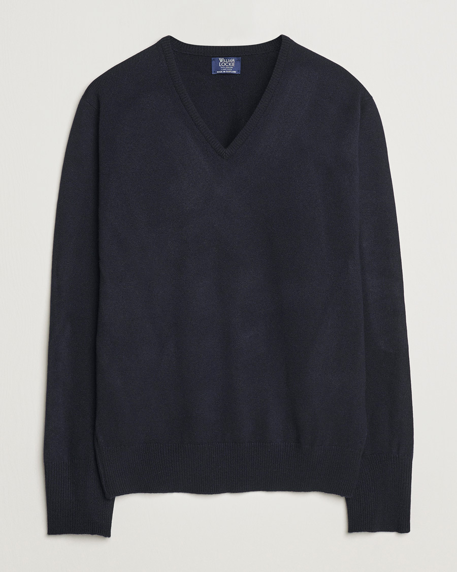 Homme | Pulls Et Tricots | William Lockie | Rob Lambswool V-Neck Navy