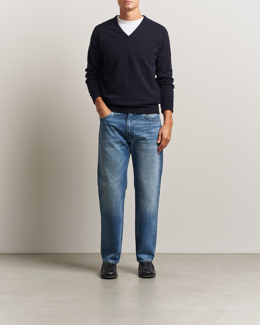 Homme | Pulls Et Tricots | William Lockie | Rob Lambswool V-Neck Navy