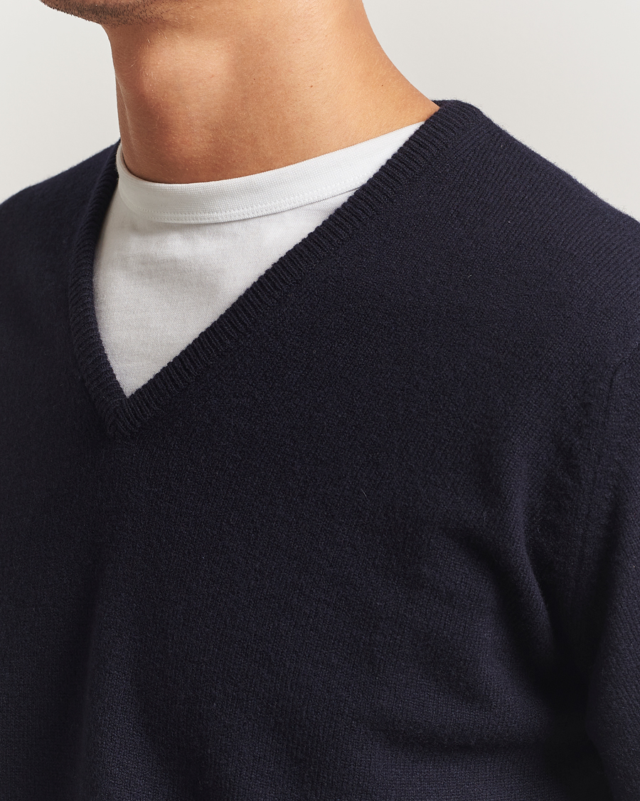 Homme | Pulls Et Tricots | William Lockie | Rob Lambswool V-Neck Navy