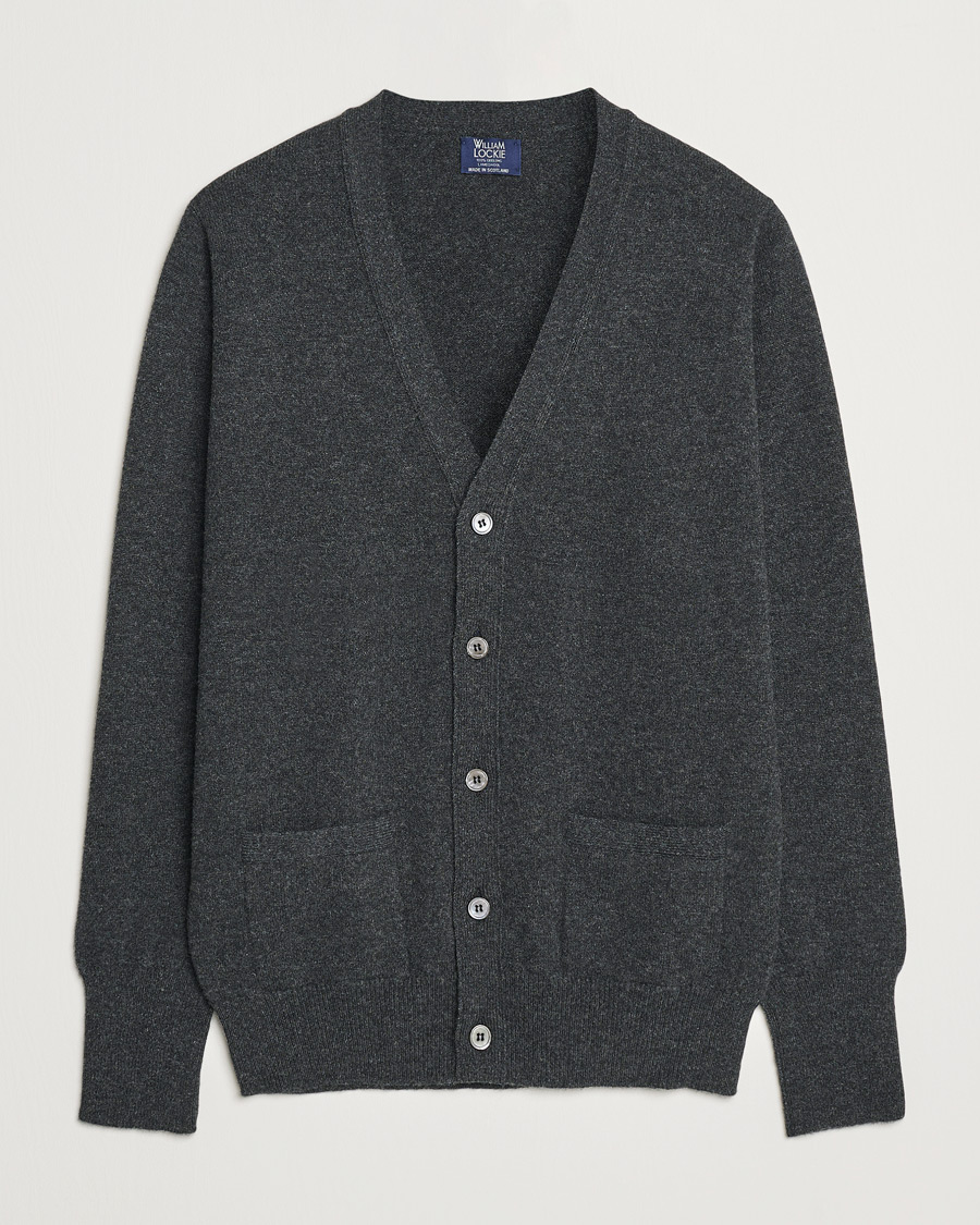 Homme | Pulls Et Tricots | William Lockie | Rob Lambswool Cardigan Charcoal