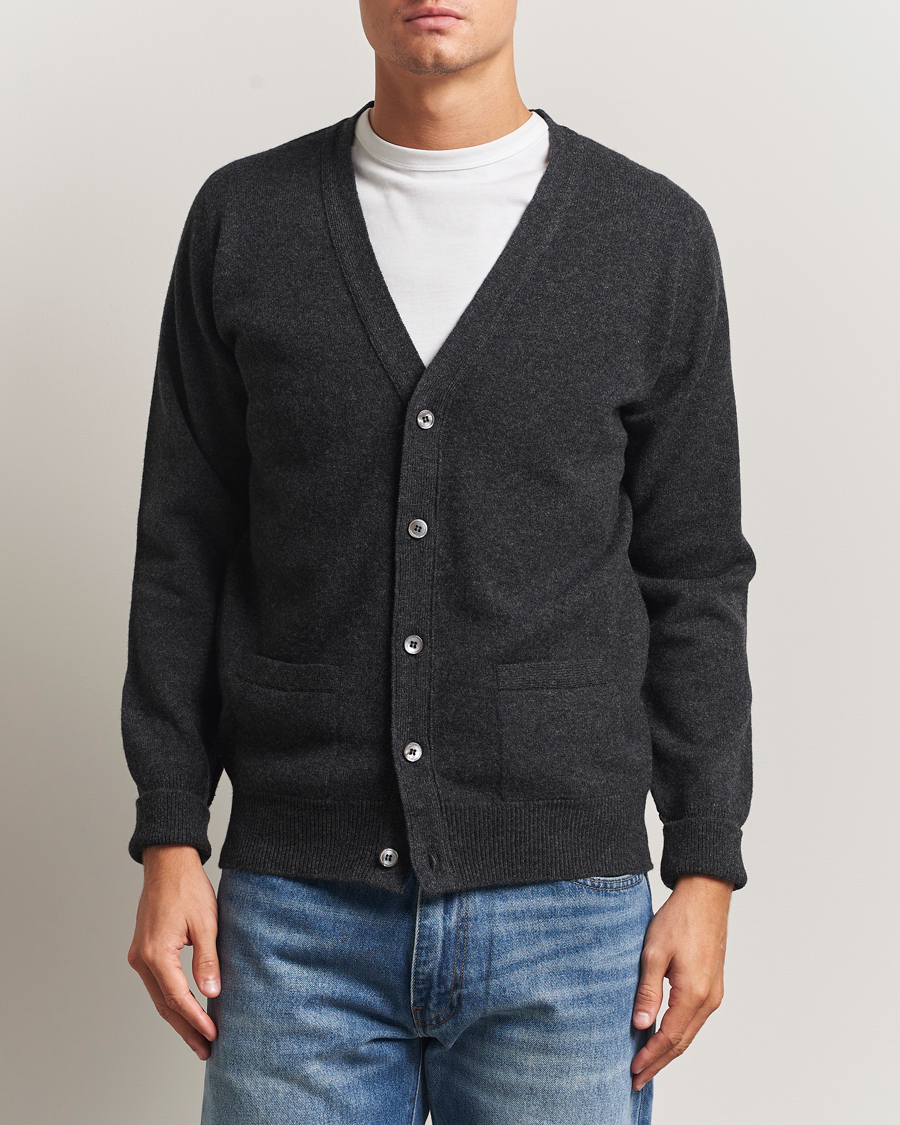 Homme | Pulls Et Tricots | William Lockie | Rob Lambswool Cardigan Charcoal