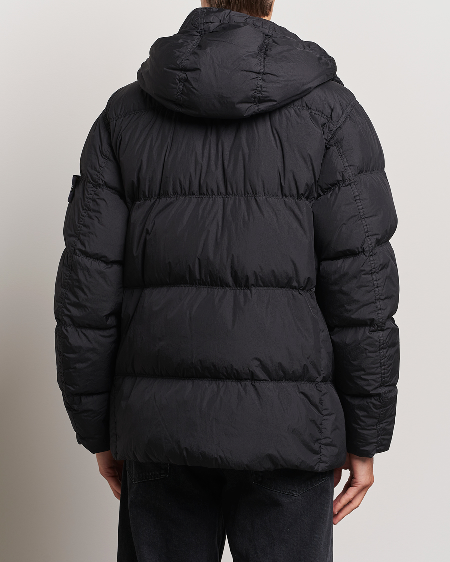 Homme | Manteaux Et Vestes | Stone Island | Garment Dyed Recycled Nylon Down Hooded Jacket Black