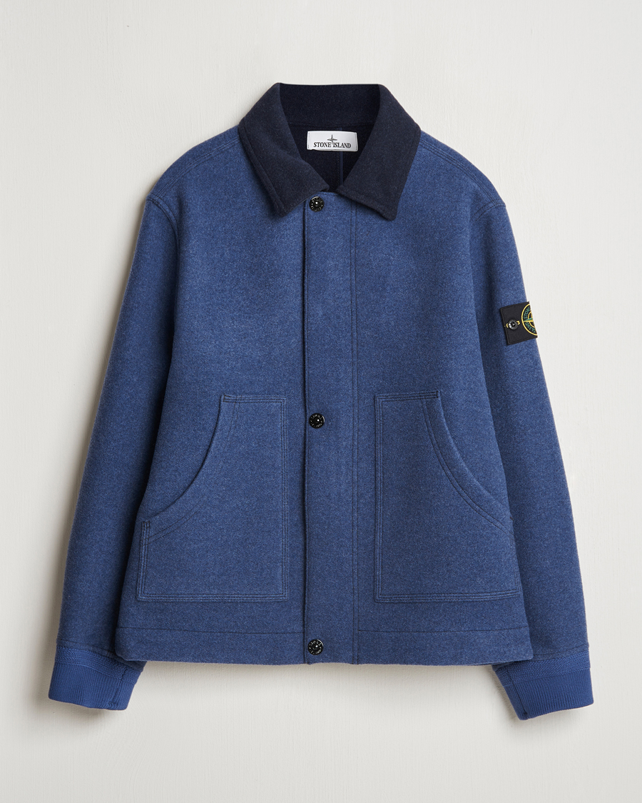 Homme | Manteaux Et Vestes | Stone Island | Panno Speciale Wool Nylon Jacket Royal Blue