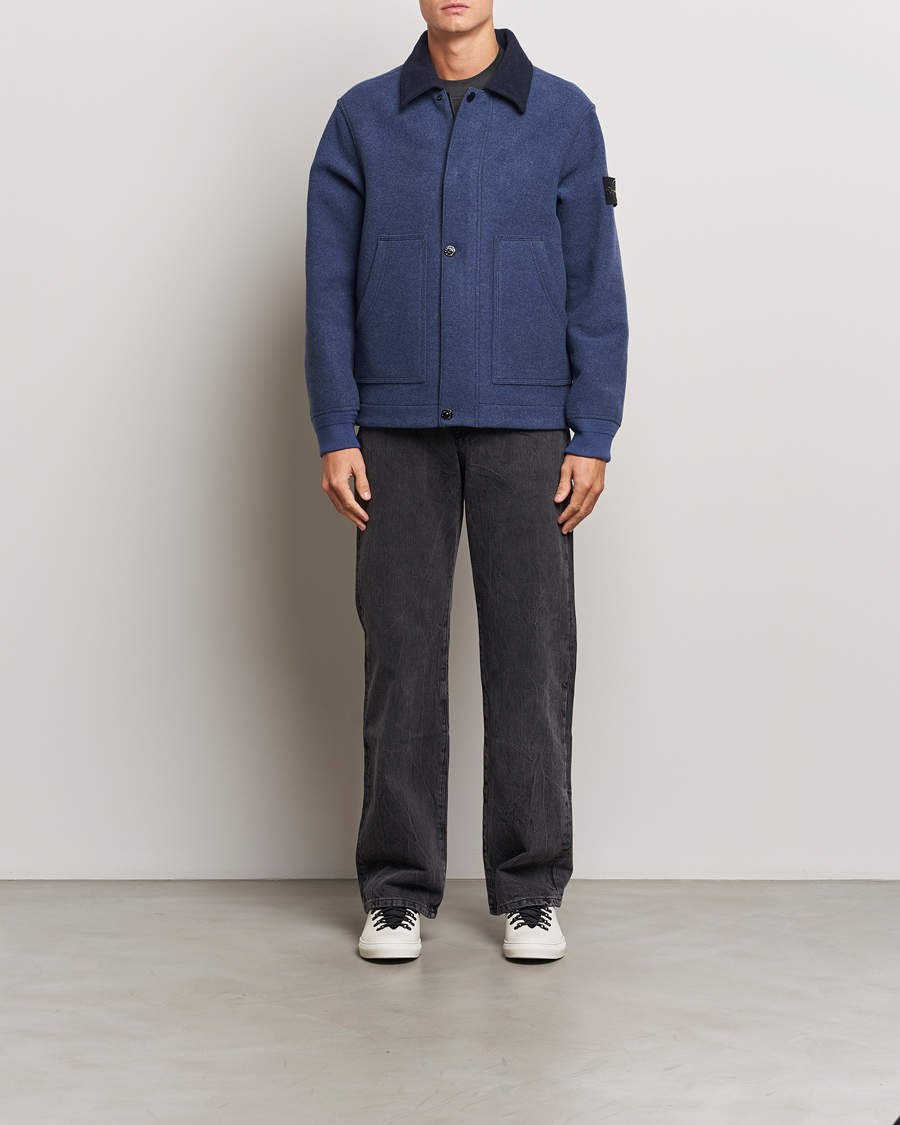 Homme | Manteaux Et Vestes | Stone Island | Panno Speciale Wool Nylon Jacket Royal Blue