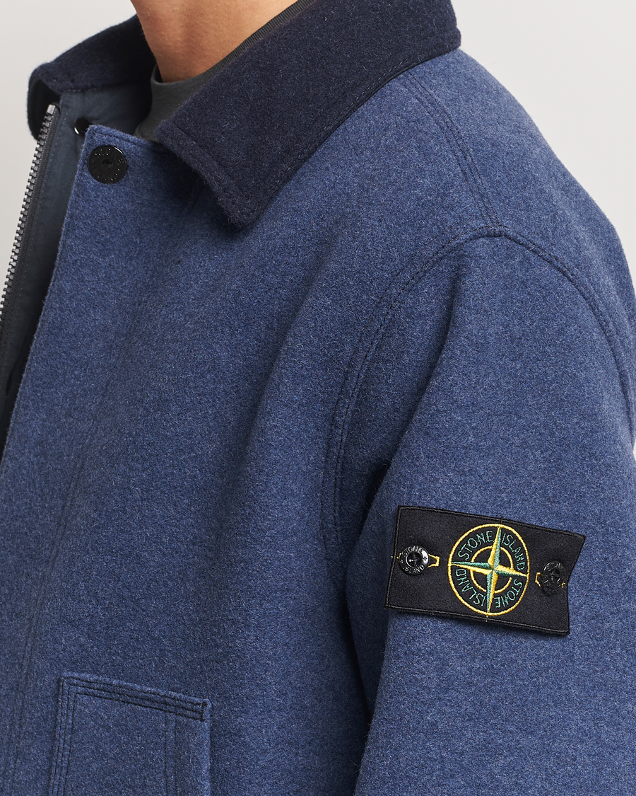 Homme | Manteaux Et Vestes | Stone Island | Panno Speciale Wool Nylon Jacket Royal Blue