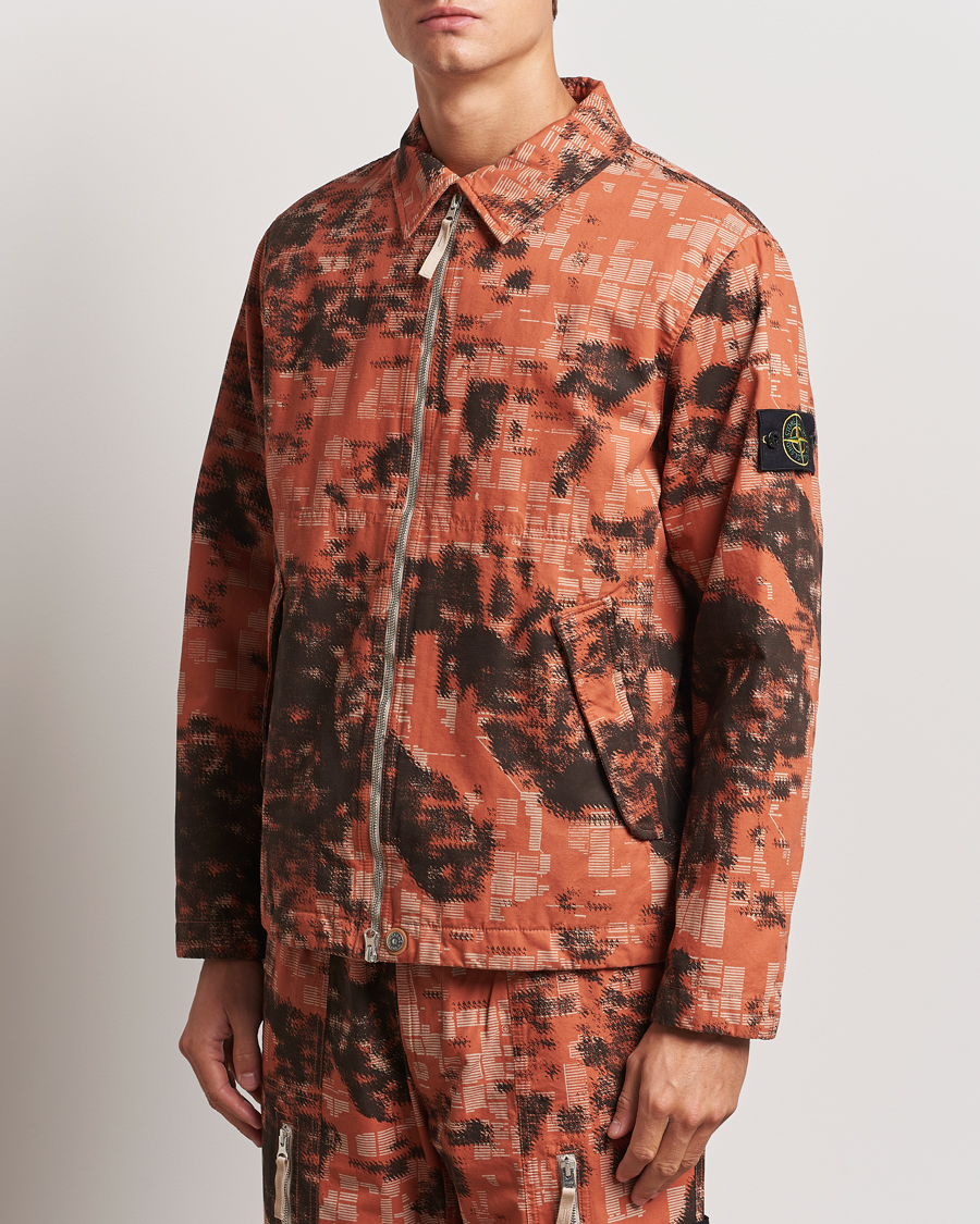 Homme | Manteaux Et Vestes | Stone Island | David Light TC Garment Dyed Camo Jacket Orange