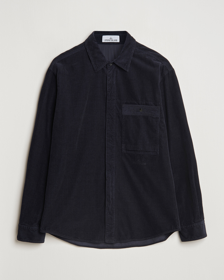 Homme | Chemises | Stone Island | Cotton Cord Overshirt Navy Blue