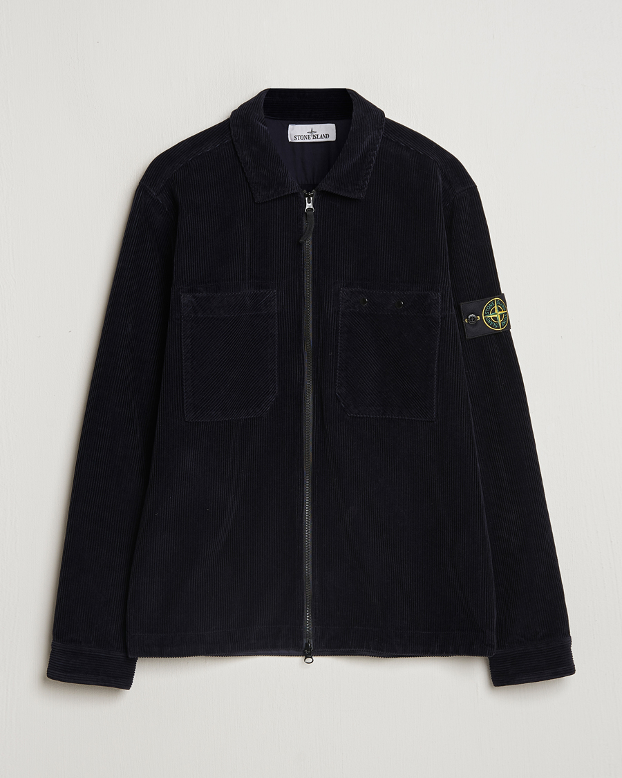 Homme | Chemises | Stone Island | Garment Dyed Corduroy Overshirt Navy Blue