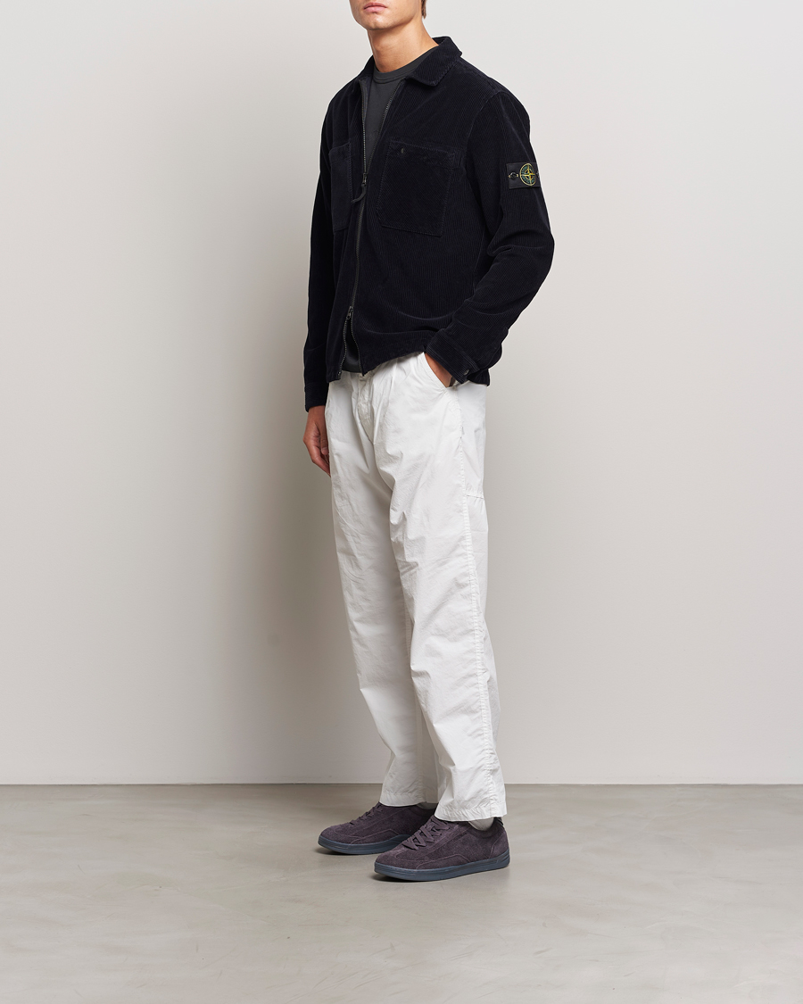 Homme | Chemises | Stone Island | Garment Dyed Corduroy Overshirt Navy Blue