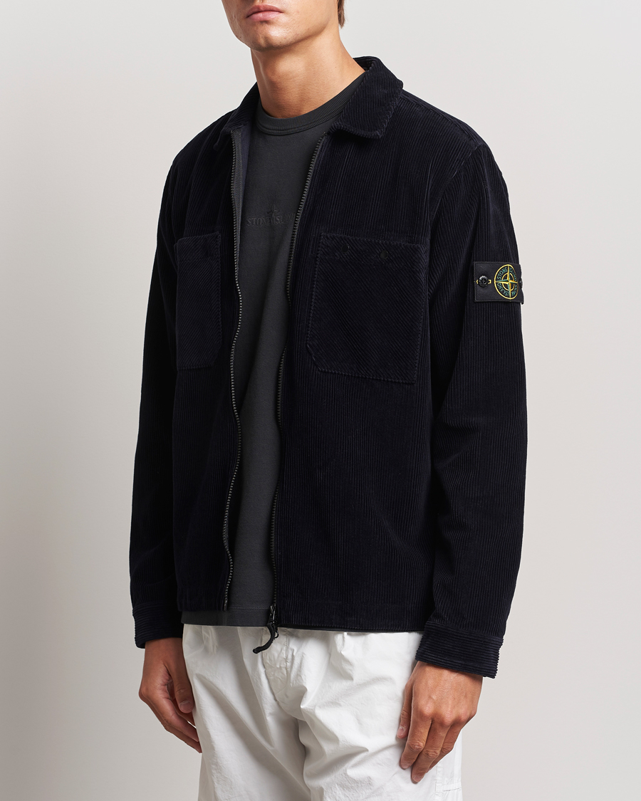 Homme | Chemises | Stone Island | Garment Dyed Corduroy Overshirt Navy Blue