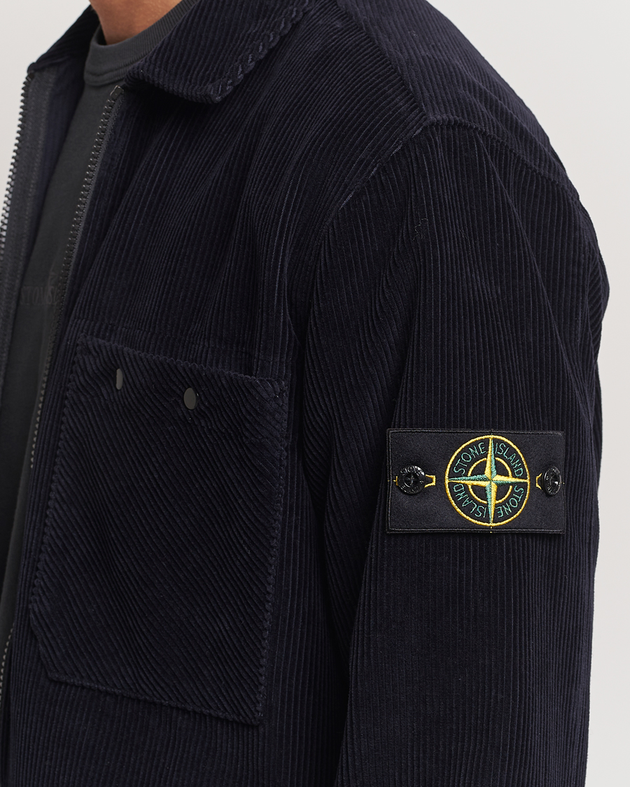 Homme | Chemises | Stone Island | Garment Dyed Corduroy Overshirt Navy Blue