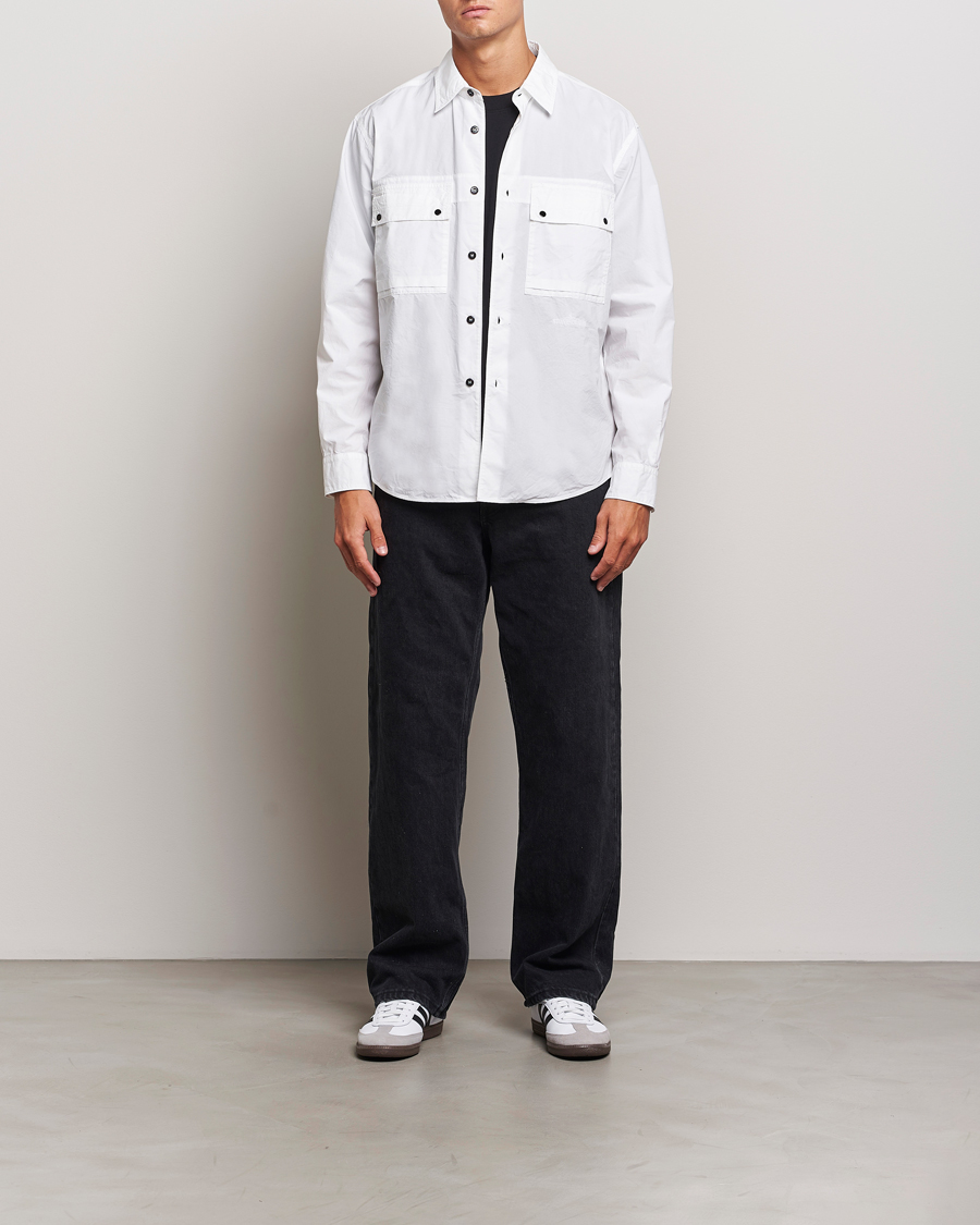 Homme | Chemises | Stone Island | Garment Dyed Cotton Canvas Overshirt White